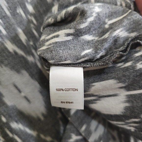 J. Jill PureJill Ikat Southwest Boxy Top XS Gray White Cotton - Picture 5 of 5